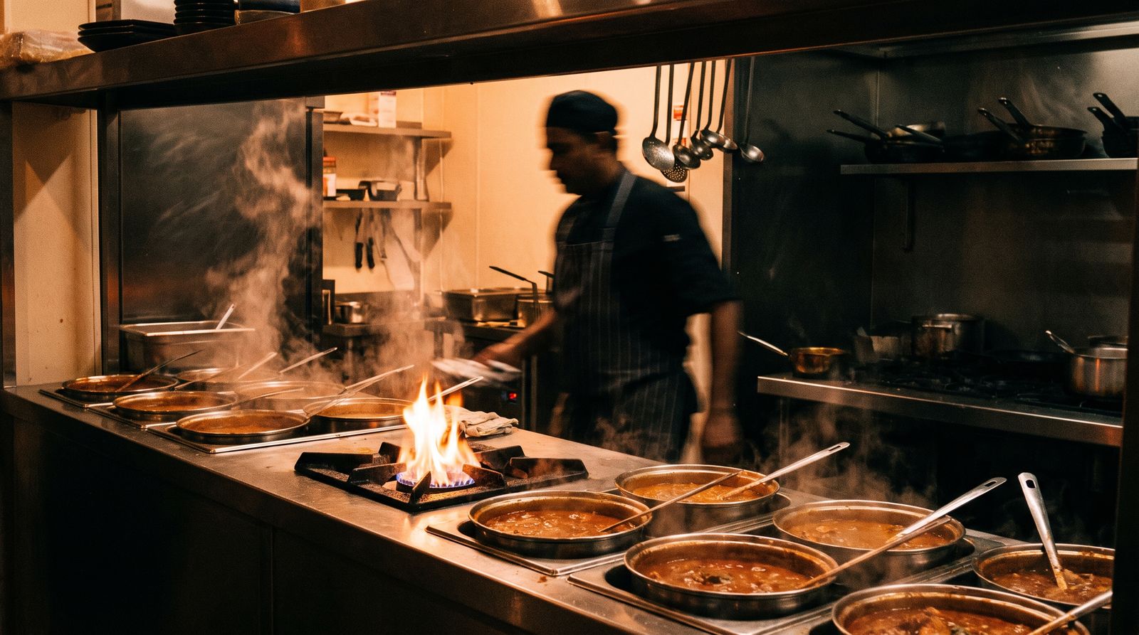 The Buraq kitchen during evening service in Kirkham