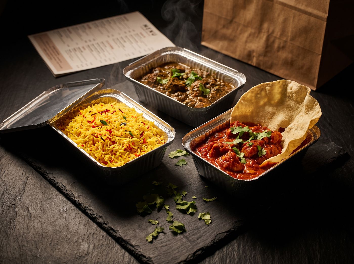 An Indian takeaway order from Buraq, Kirkham